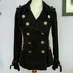 Betsey Johnson Vintage Y2K Betseyville Double Breasted Black Corduroy Jacket